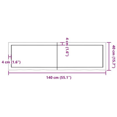 vidaXL Плот за баня 140x40x(2-4) см необработено масивно дърво