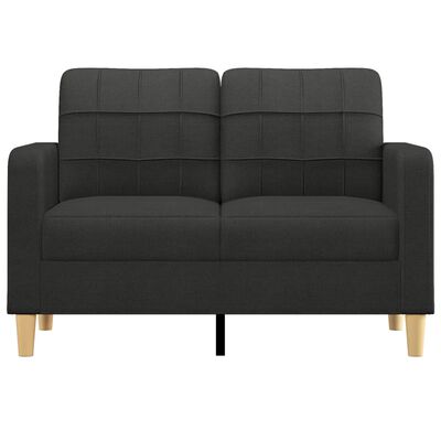 vidaXL 2-местен диван, черен, 120 см, плат