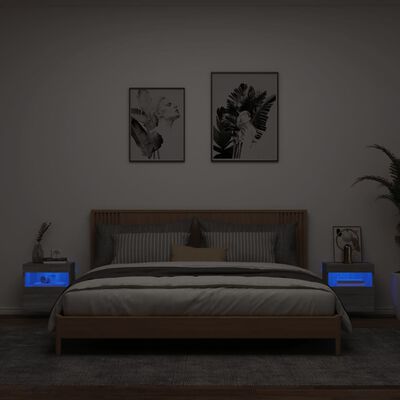 vidaXL Стенни ТВ шкафове с LED лампи, 2 бр, сив сонома, 40x30x40 см