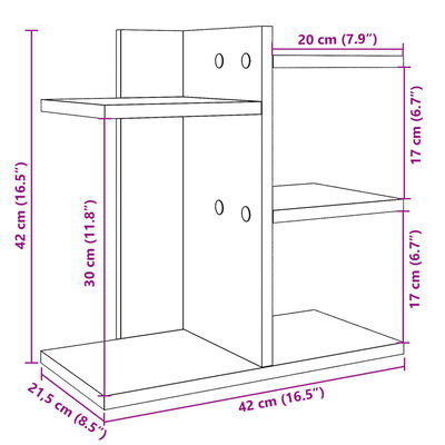 vidaXL Органайзер за бюро, черен, 42x21,5x42 см, инженерно дърво