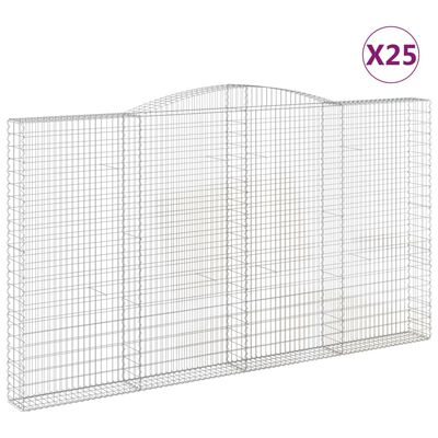 vidaXL Габионни кошници арка 25 бр 400x30x220/240см поцинковано желязо