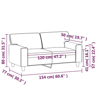 vidaXL 2-местен диван, черен, 120 см, изкуствена кожа