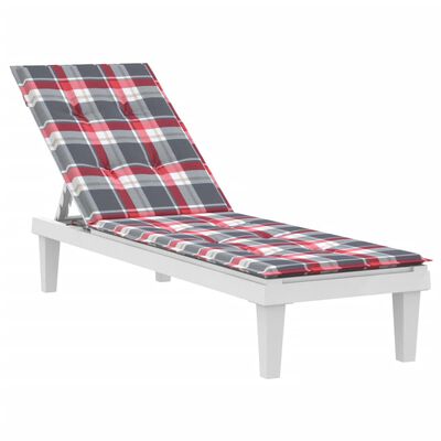 vidaXL Възглавница за стол шезлонг червено каре (75+105)x50x4 см