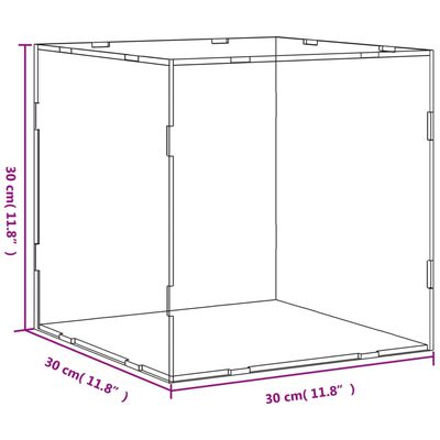 vidaXL Кутия витрина, прозрачна, 30x30x30 см, акрил