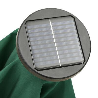 vidaXL Градински чадър с LED осветление, зелен, 200x211 см, алуминий