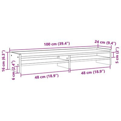 vidaXL Поставка за монитор, кафяв дъб, 100x24x16 см, инженерно дърво