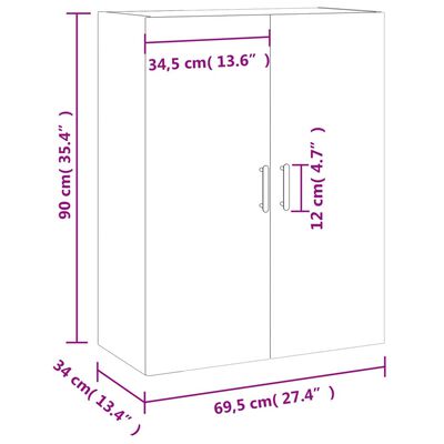 vidaXL Стенен шкаф кафяв дъб 69,5x34x90 см