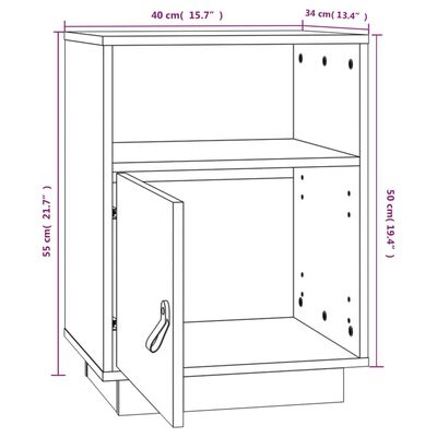 vidaXL Нощни шкафчета, 2 бр, меденокафяви, 40x34x55 см, бор масив