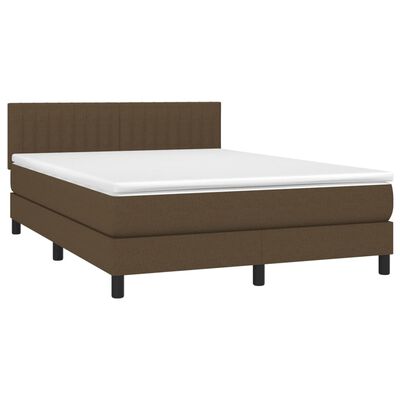 vidaXL Боксспринг легло с матрак, тъмнокафяво, 140x200 см, плат