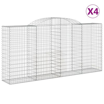 vidaXL Габионни кошници арка 4 бр 300x50x140/160 см поцинковано желязо