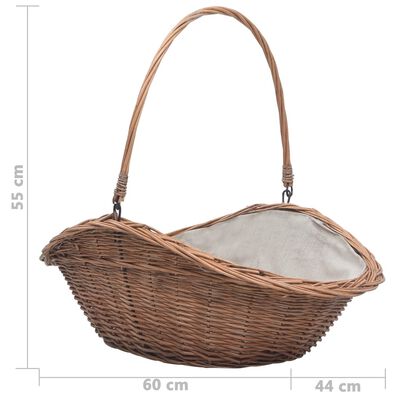 286988 vidaXL Firewood Basket with Handle 60x44x55 cm Natural Willow