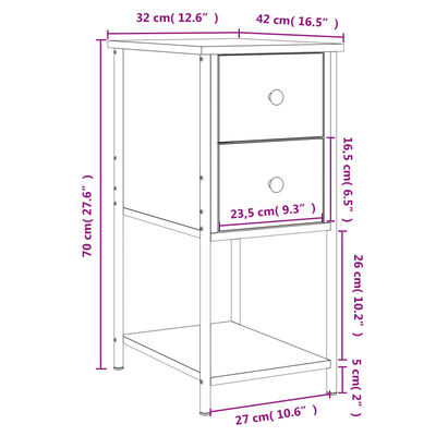 vidaXL Нощни шкафчета, 2 бр, сонома дъб, 32x42x70 см, инженерно дърво