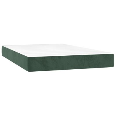 vidaXL Боксспринг легло с матрак и LED, тъмнозелено, 120x200см, кадифе