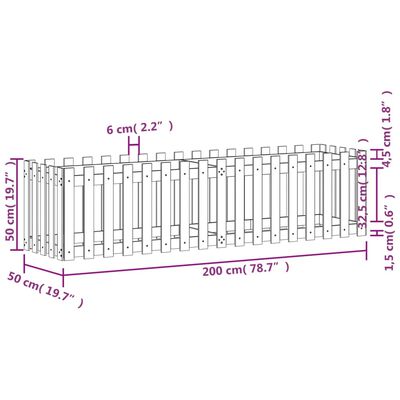 vidaXL Градинска леха тип ограда 200x50x50 см импрегниран бор масив