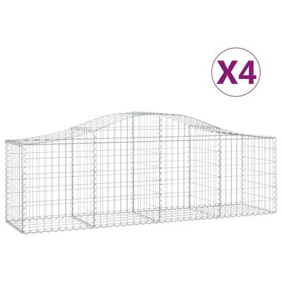 vidaXL Габионни кошници арка 4 бр 200x50x60/80 см поцинковано желязо