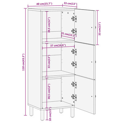 vidaXL Висок шкаф, 40x33x110 см, акациево дърво масив