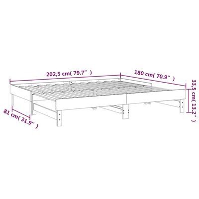 vidaXL Разтегателно дневно легло, без матрак, сиво, 2x(90x200) см