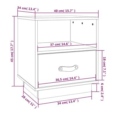 vidaXL Нощни шкафчета, 2 бр, черни, 40x34x45 см, борово дърво масив