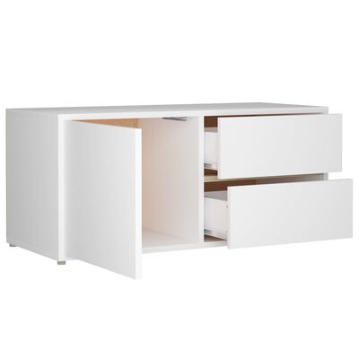 vidaXL ТВ шкаф, бял, 80x34x36 см, инженерно дърво