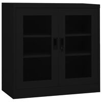 vidaXL Офис шкаф, черен, 90x40x90 см, стомана