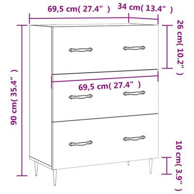 vidaXL Сайдборд, дъб сонома, 69,5x34x90 см, инженерно дърво