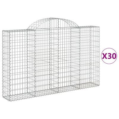 vidaXL Габионни кошници арка 30 бр 200x30x120/140см поцинковано желязо