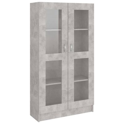 vidaXL Шкаф витрина, бетонно сив, 82,5x30,5x150 см, ПДЧ