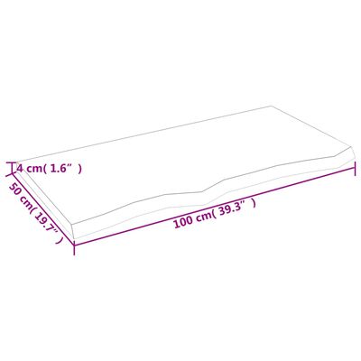 vidaXL Плот за баня 100x50x(2-4) см необработено масивно дърво