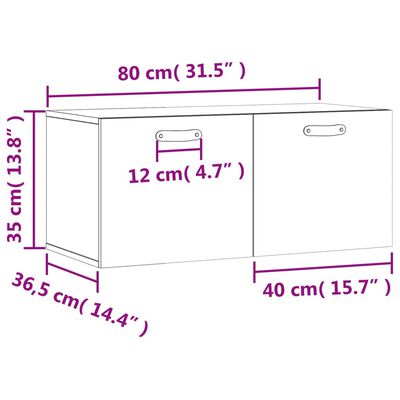 vidaXL Стенен шкаф, бетонно сив, 80x36,5x35 см, инженерно дърво