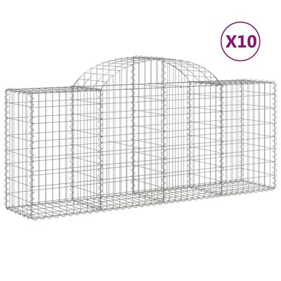 vidaXL Габионни кошници арка 10 бр 200x50x80/100 см поцинковано желязо