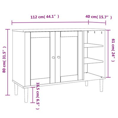 vidaXL Сайдборд "SENJA" ратанова визия черен 112x40x80 см бор масив