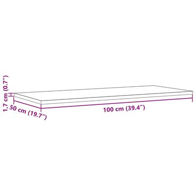 vidaXL Плот за маса, 100x50x1,7 см, правоъгълен, бор масив