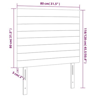 vidaXL LED горна табла за легло, тъмносива, 80x5x118/128 см, кадифе