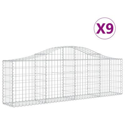 vidaXL Габионни кошници арка 9 бр 200x30x60/80 см поцинковано желязо