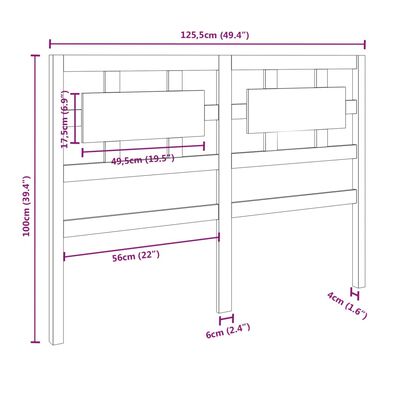 vidaXL Горна табла за легло, меденокафява, 125,5x4x100 см, бор масив