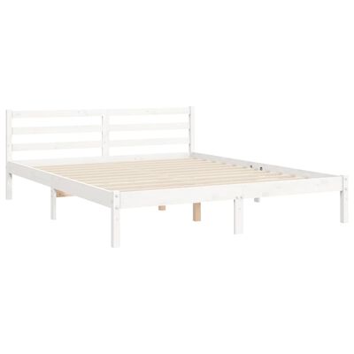 vidaXL Рамка за легло с табла бяла 5FT King Size масивно дърво