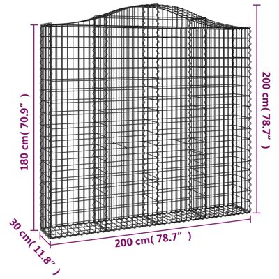 vidaXL Габионни кошници арка 4 бр 200x30x180/200 см поцинковано желязо