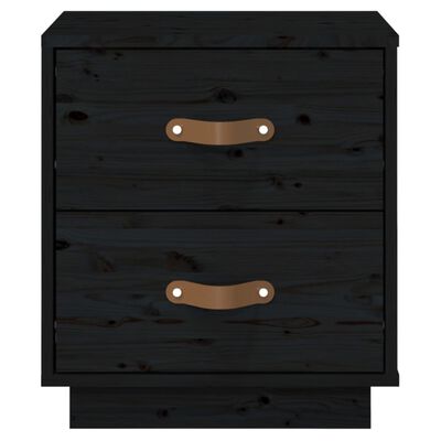 vidaXL Нощни шкафчета, 2 бр, черни, 40x34x45 см, борово дърво масив