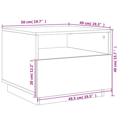 vidaXL Маса за кафе с LED осветление, черна, 50x49x40 см