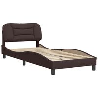vidaXL Рамка за легло с табла, тъмнокафява, 80x200 см плат