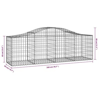 vidaXL Габионни кошници арка 4 бр 200x50x60/80 см поцинковано желязо