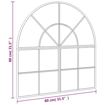 vidaXL Стенно огледало, черно, 80x80 см, арка, желязо