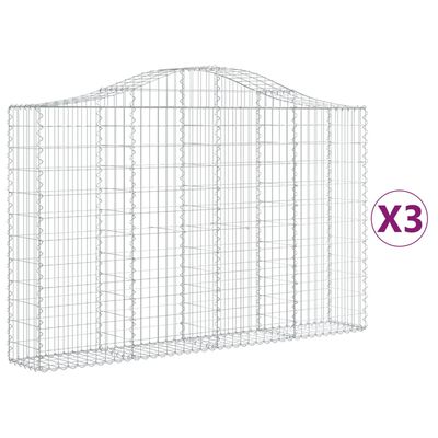 vidaXL Габионни кошници арка 3 бр 200x30x120/140см поцинковано желязо