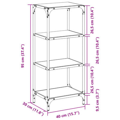 vidaXL Стелаж с прозрачен стъклен плот 40x30x95 см стомана