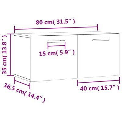 vidaXL Стенен шкаф, бетонно сив, 80x36,5x35 см, инженерно дърво