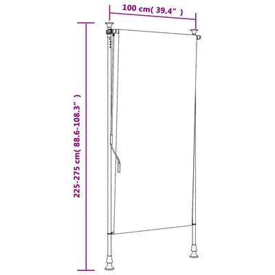 vidaXL Външна ролетна щора, оранжев и бял, 100x270 см, плат и стомана