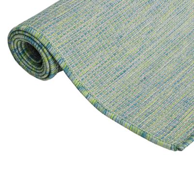 vidaXL Градински плоскотъкан килим, 140x200 см, тюркоазен