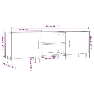 vidaXL ТВ шкаф, Бетонно сиво, 150x30x50 см, инженерно дърво