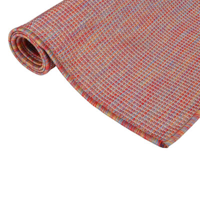 vidaXL Градински плоскотъкан килим, 140x200 см, червен