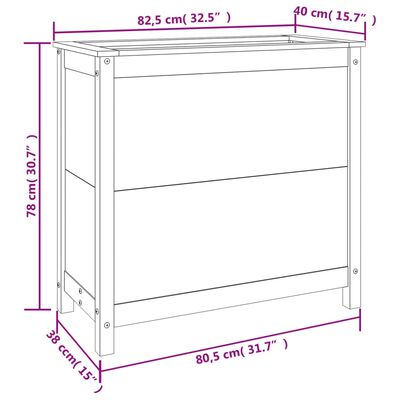 vidaXL Градински сандък, 82,5x40x78 см, масивна борова дървесина